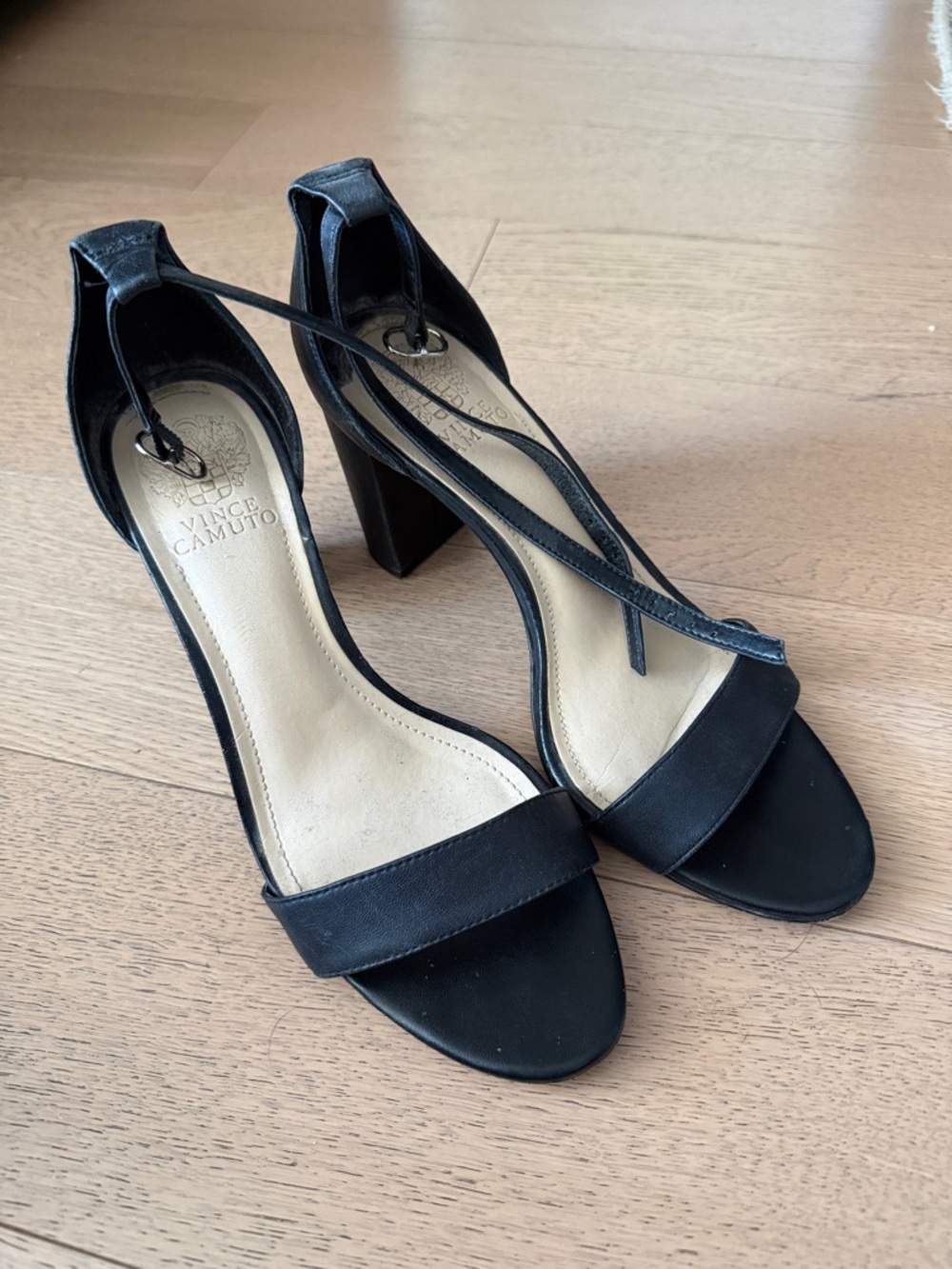 Vince Camuto Black Block Heel Sandals